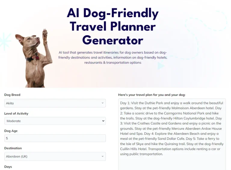 AI Dog-Friendly Travel Planner Generator