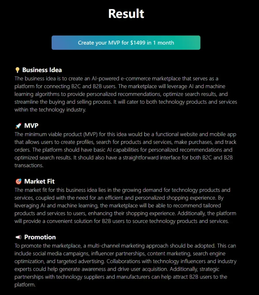 Business Idea Generator Result
