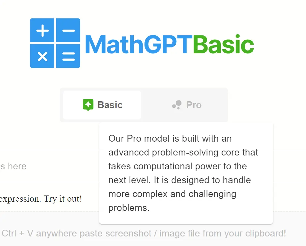 MathGPTPro AI math solver Basic Pro Models
