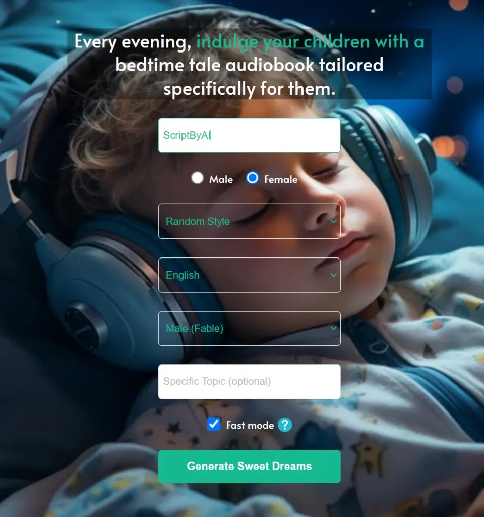 Dreamgenius AI story generator input