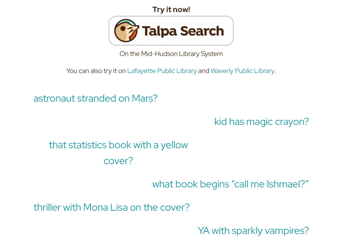Discover Books Intuitively with Talpa's AI-Powered Library Search
