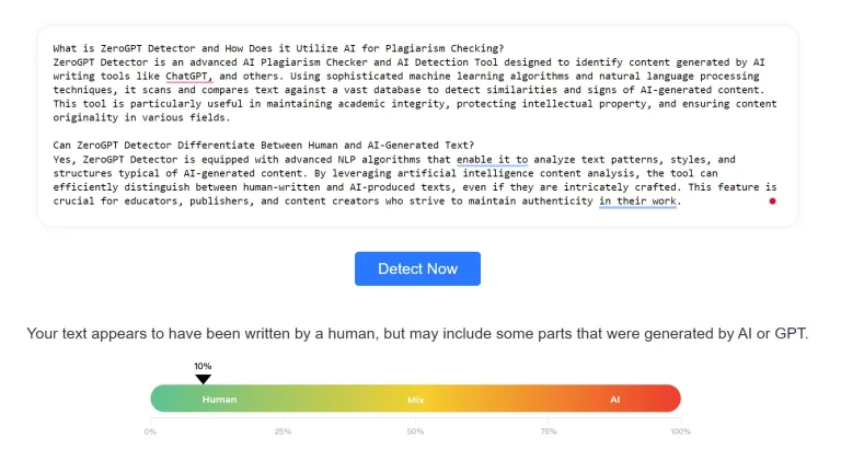 Free & Accurate AI Plagiarism Checker ZeroGPTDector
