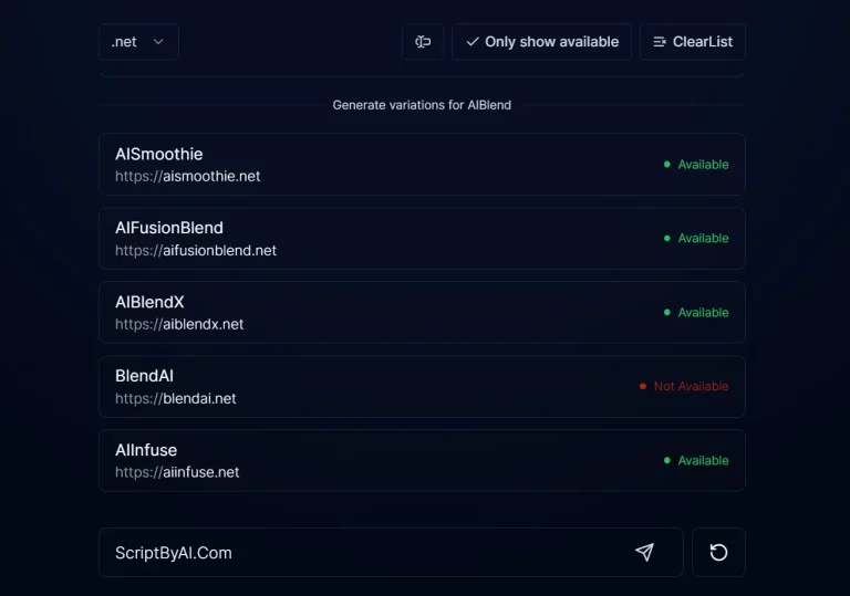Generate Unique Brand Names And Check Available Domains With AI Brandix