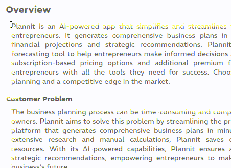 Plannit AI Business Planner Edit