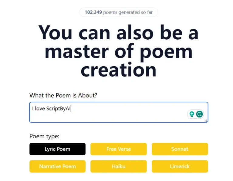 Craft Beautiful Verses in Seconds with AI Poem Generator
