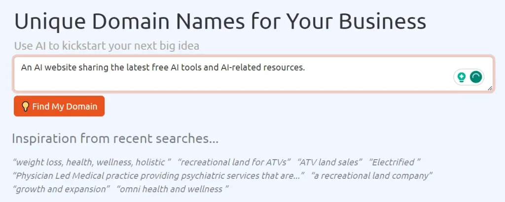 Domain Brainstormer AI Business Idea