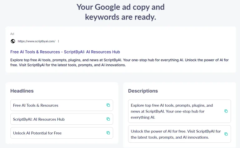 Free AI Google Ad Generator