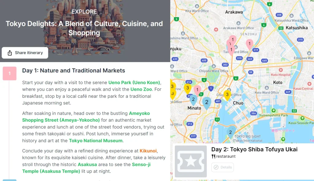 Traveliciou AI travel assistant tokyo
