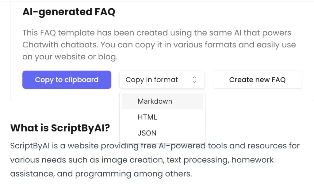 AI FAQ Generator Output