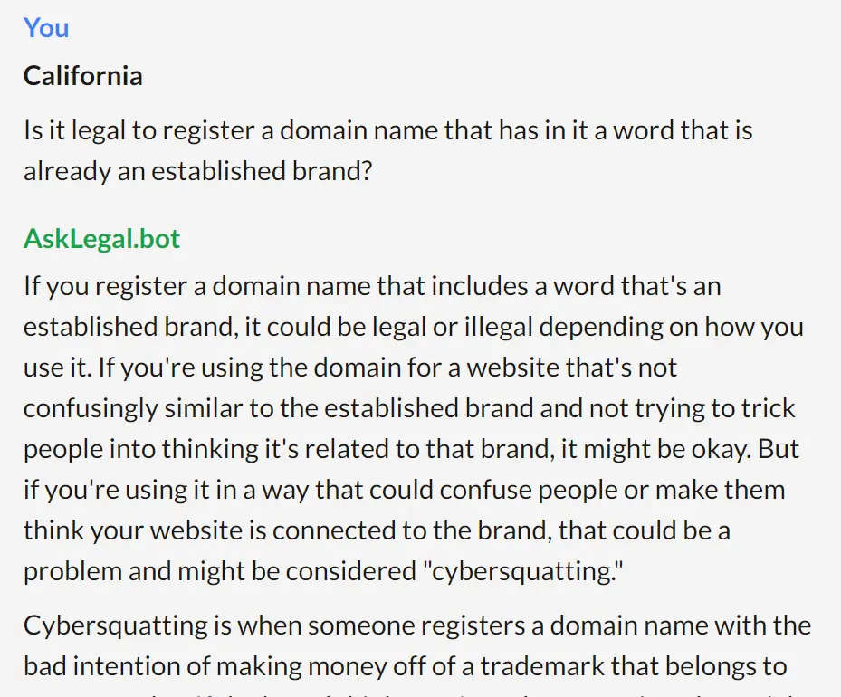 Ask Legal AI Chatbot Answer