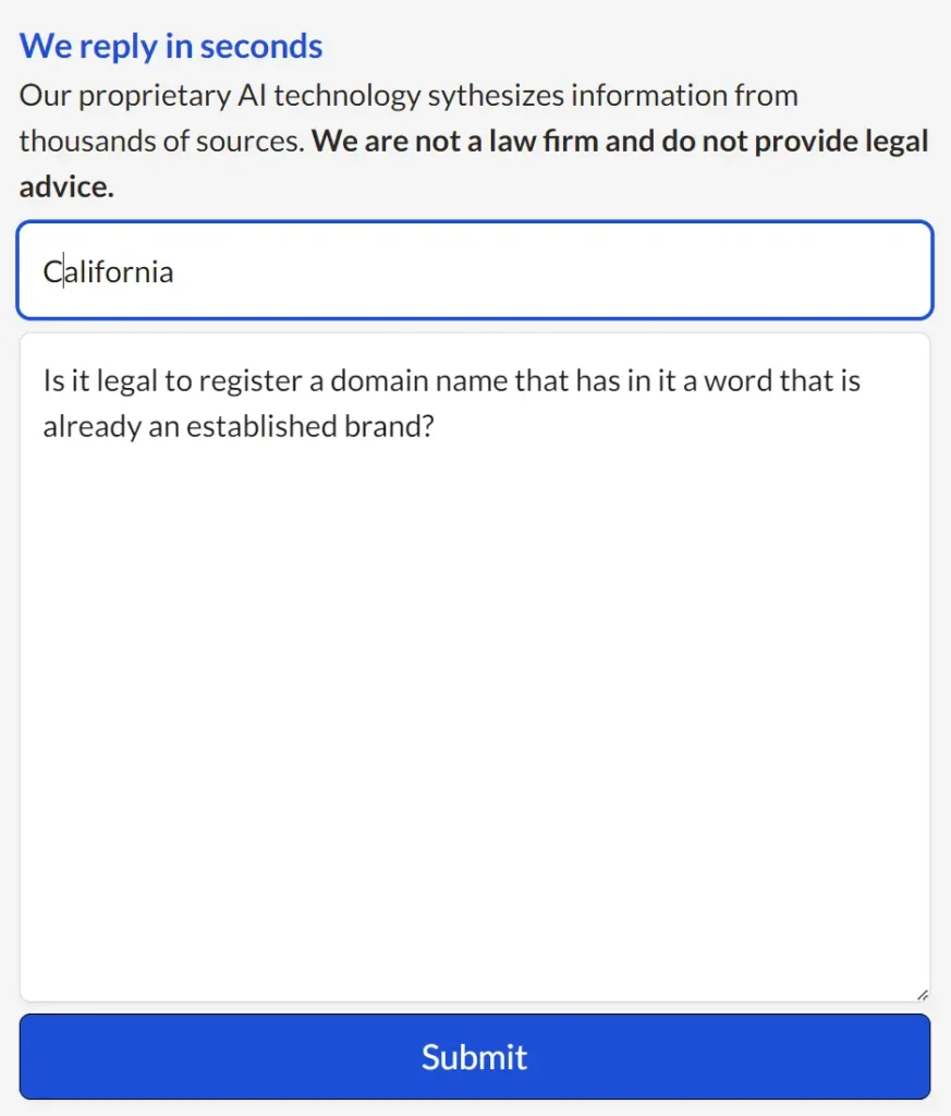 Ask Legal AI Chatbot Question