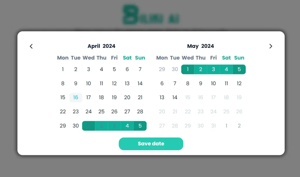 Biliki Trip Planner Date Range