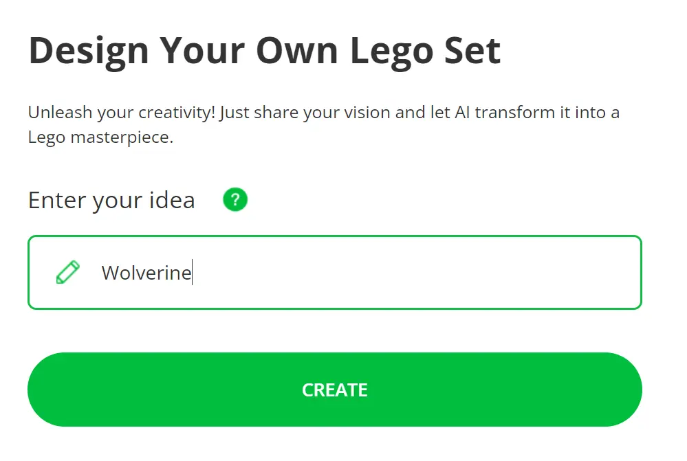 Brickcenter AI Lego Generator Description