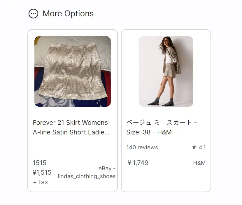 Claros AI Shopping Assistant More Options