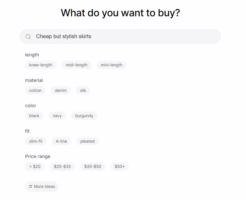 Claros AI Shopping Assistant Search