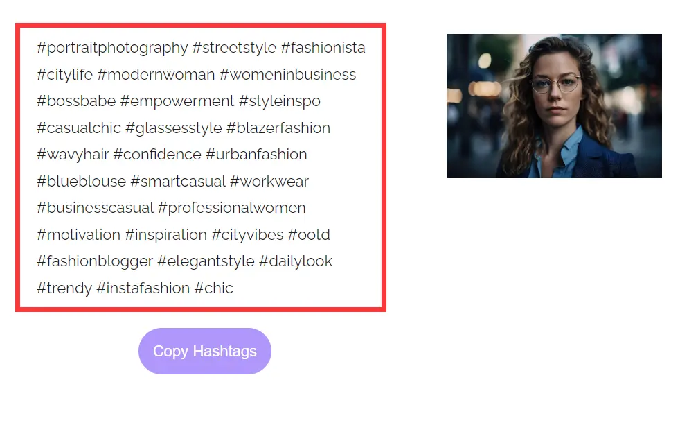Instagram Hashtags Generator Result