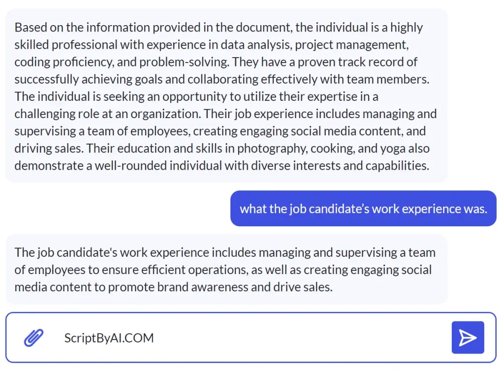 AI Chat with PDF Result