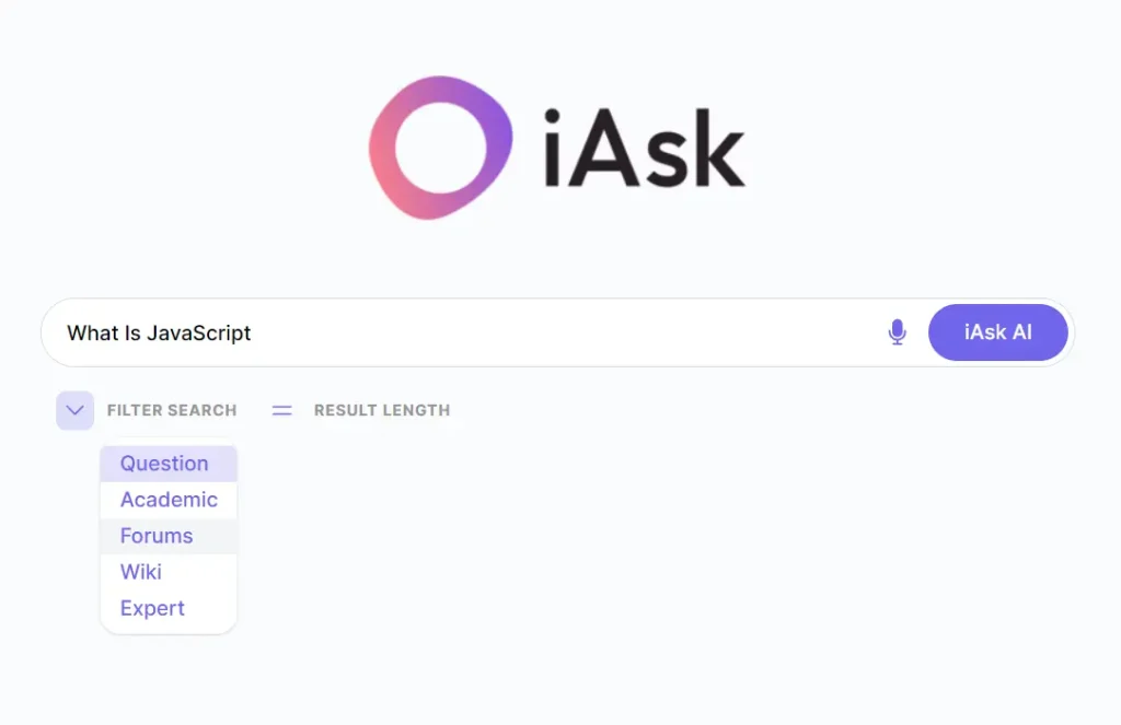 iAask AI search engine advanced