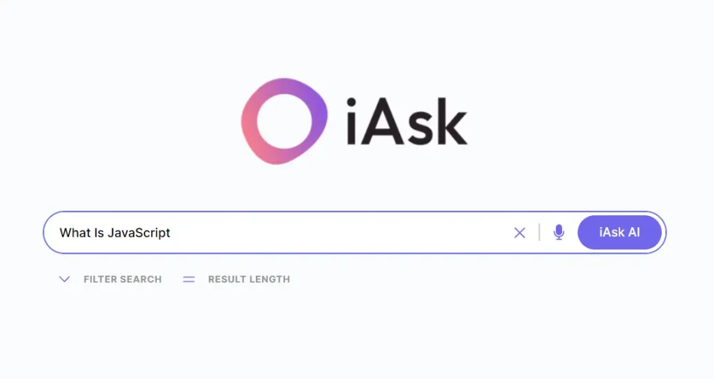 iAask AI search engine question
