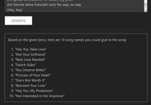 AI Song Name Generator Girlfriend Title