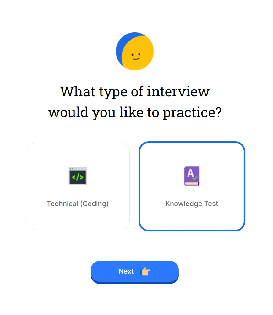 Prepair Mockup Intervew Select Type