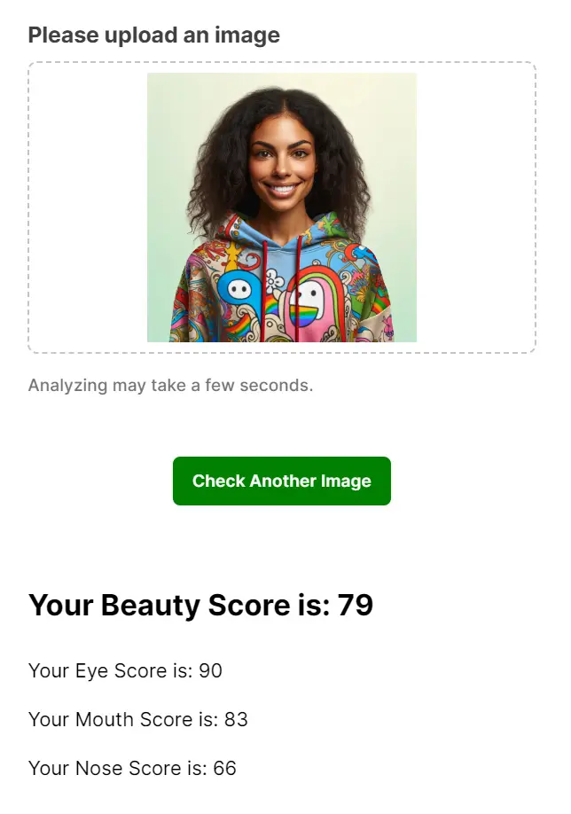 AI Beauty Calculator Result