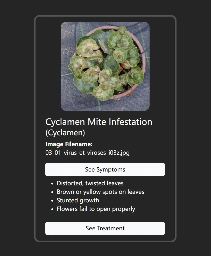 AgentCrop AI Cyclamen Mite Infestation Symptoms