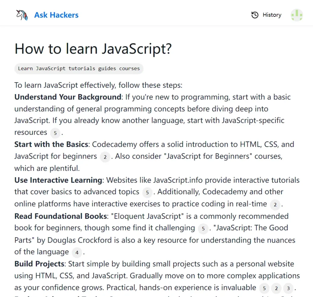 Ask Hackers JavaScript Answer