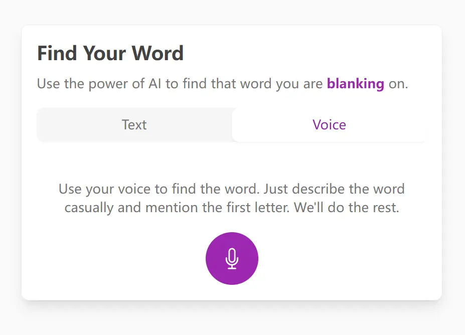 Blanked AI Word Finder Voice