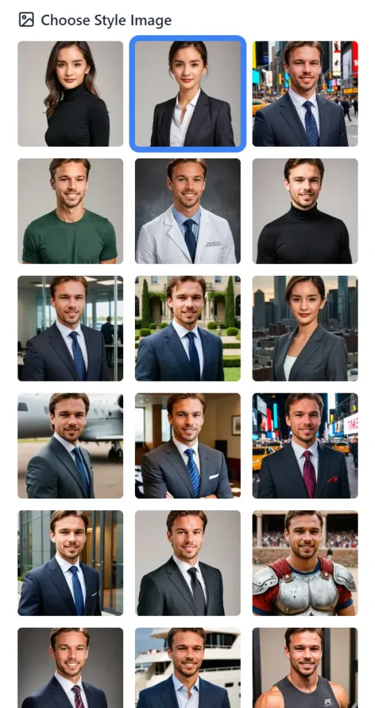 MyNewLook Headshot Generator Preset Styles