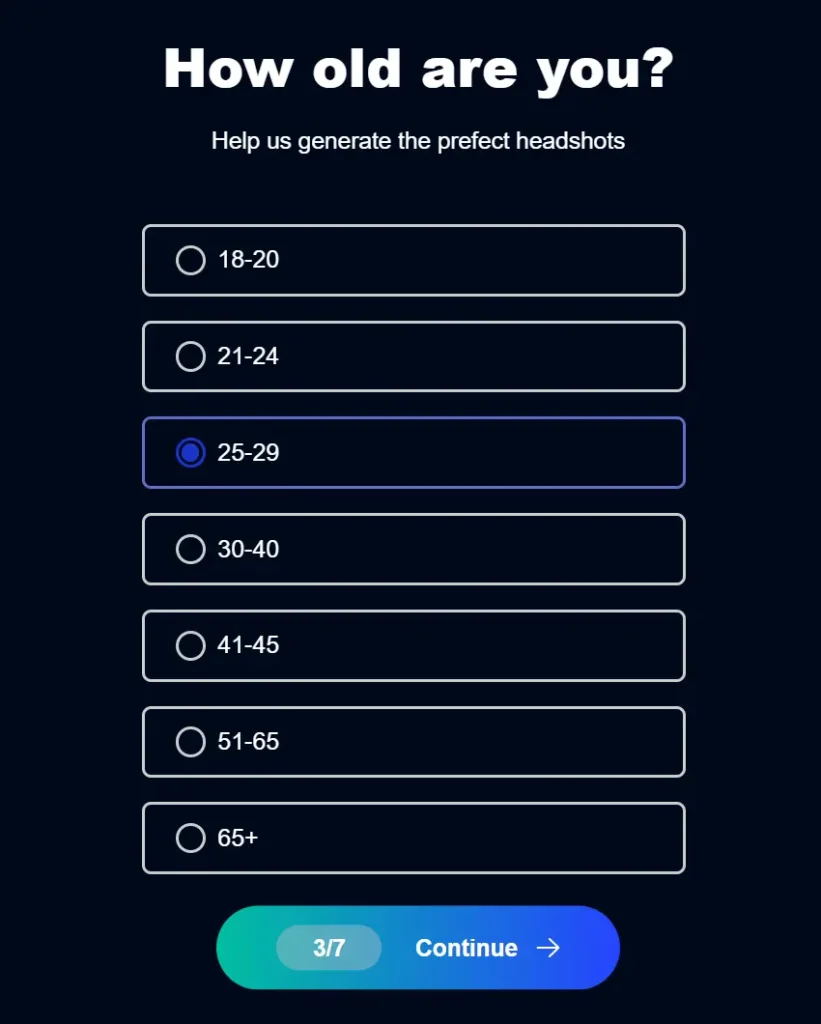 Supawork AI headshot generator age range