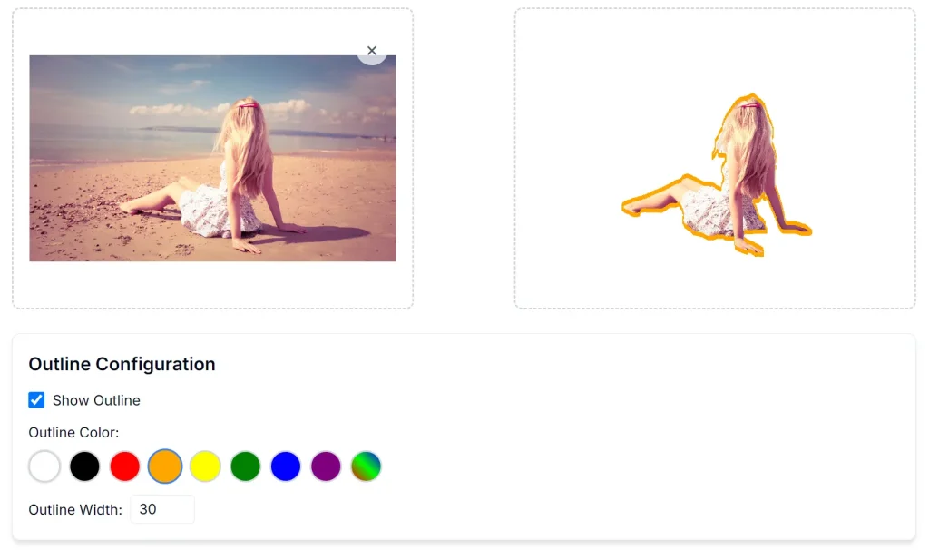 AI Outline Picture Girl Beach Outline