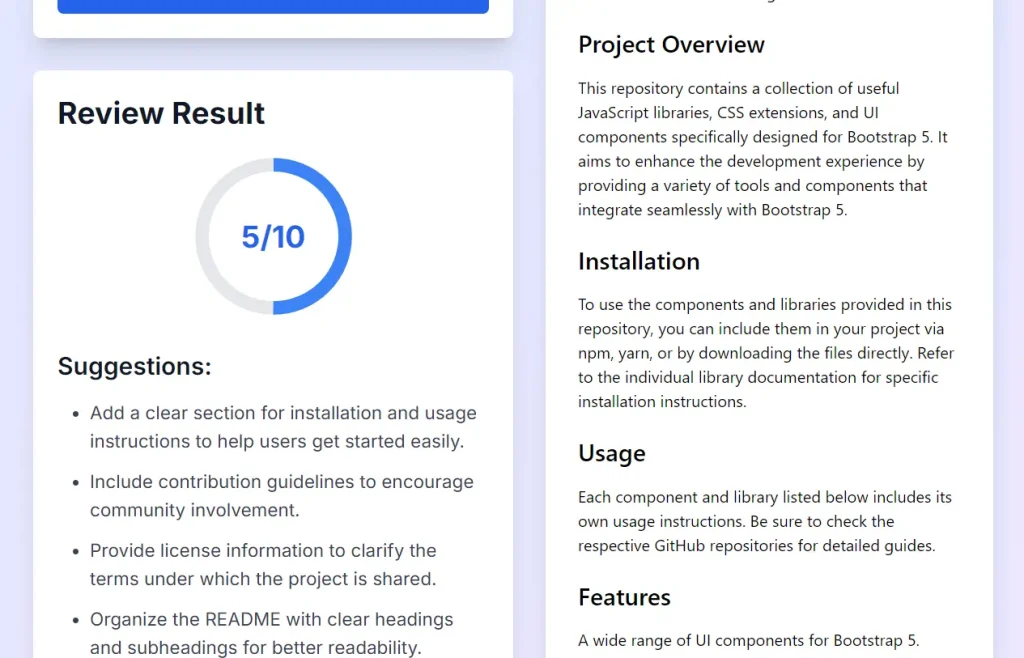 AI README Review Tool Preview