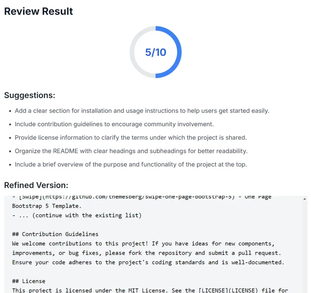 AI README Review Tool Result