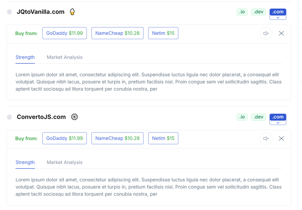 Chatdomain AI Domain Generator Result