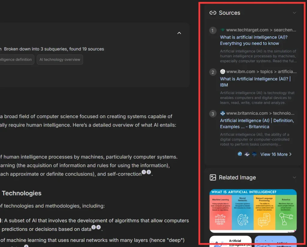 Felo AI Search Engine Sources