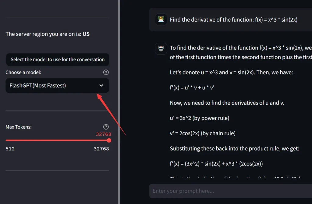 FlashGPT Select Model