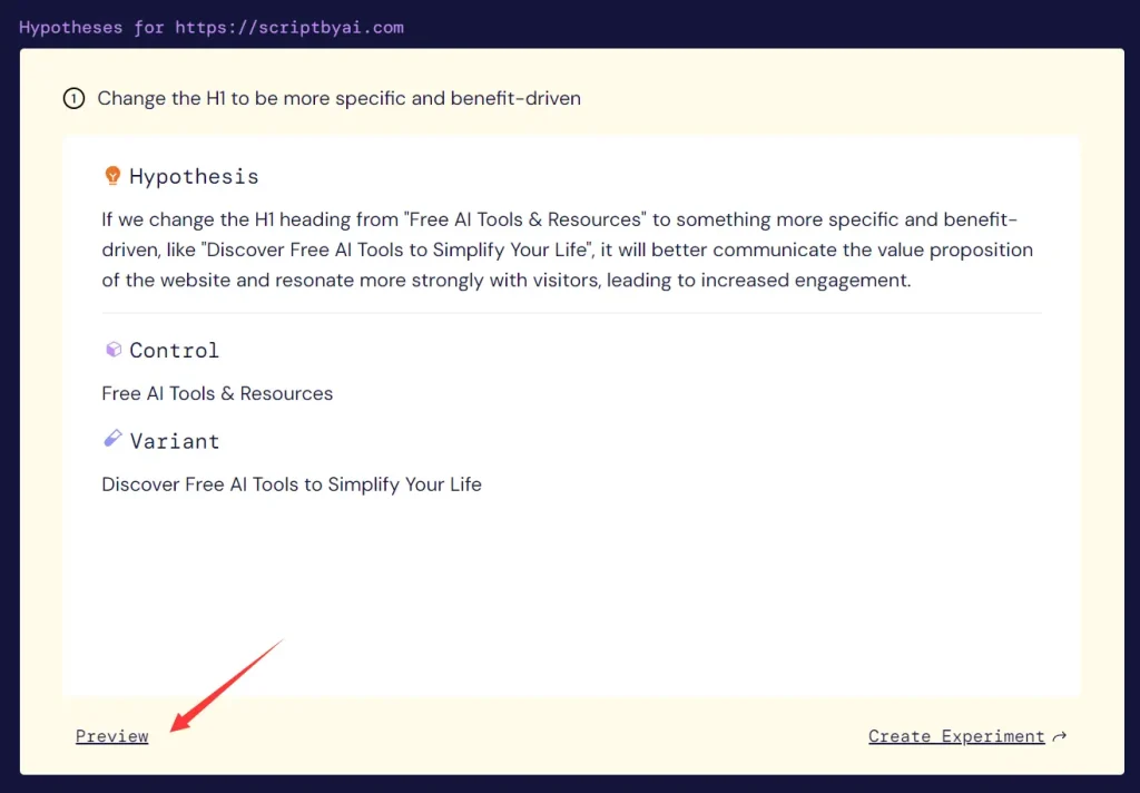 WebLens AB Tesing ScriptByAI Hypothesis