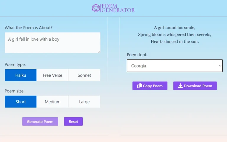haiku-free-verse-sonnet-poem-generator