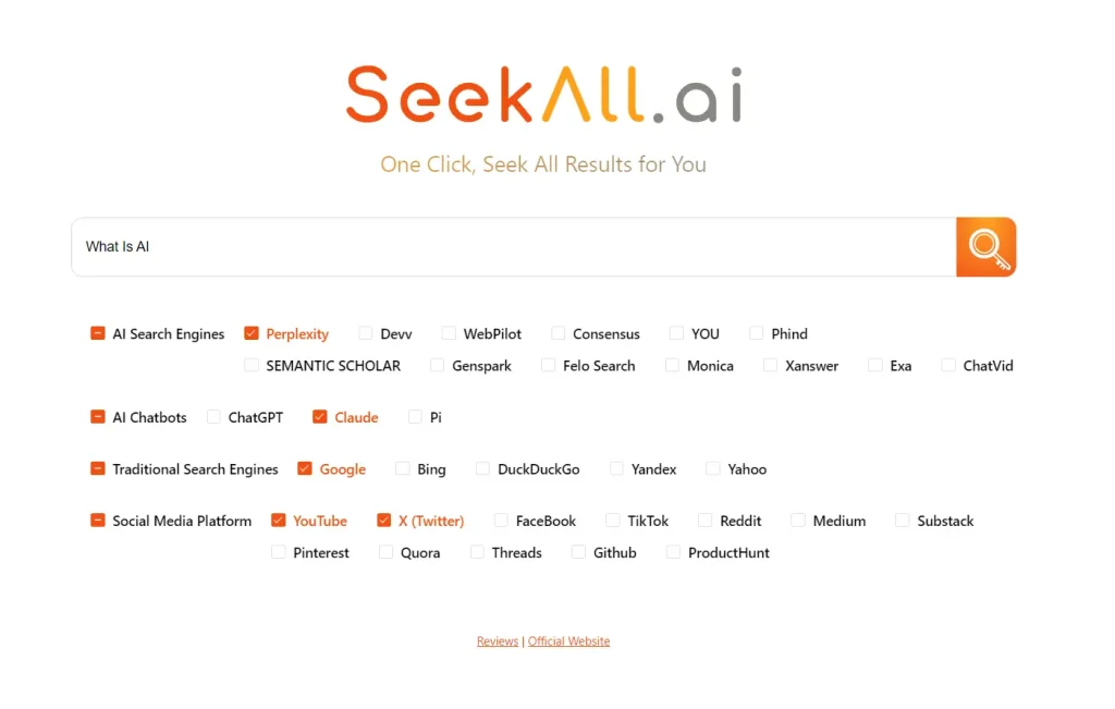 SeekAll Search Interface