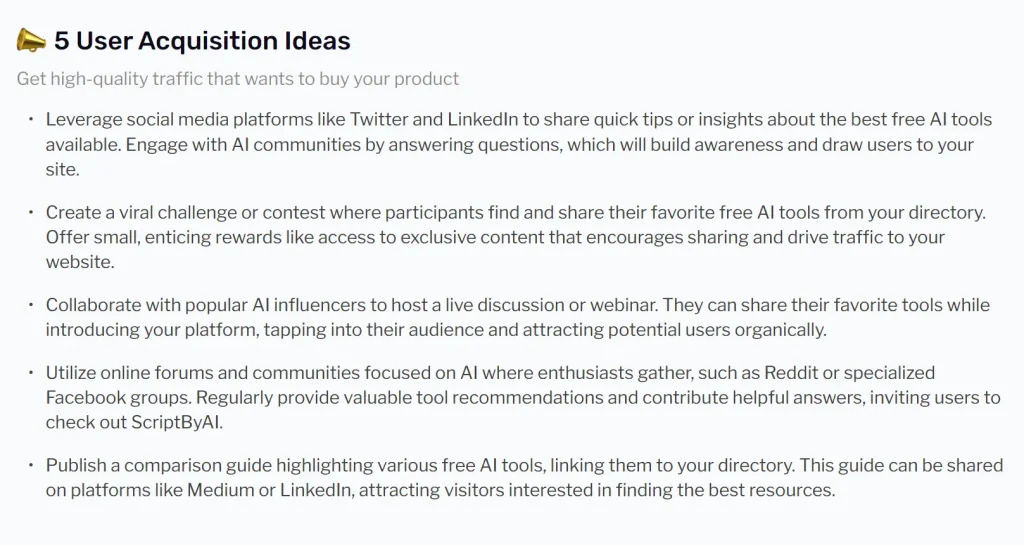 FREE Elevator Pitch Generator 5 User Acquisition Ideas