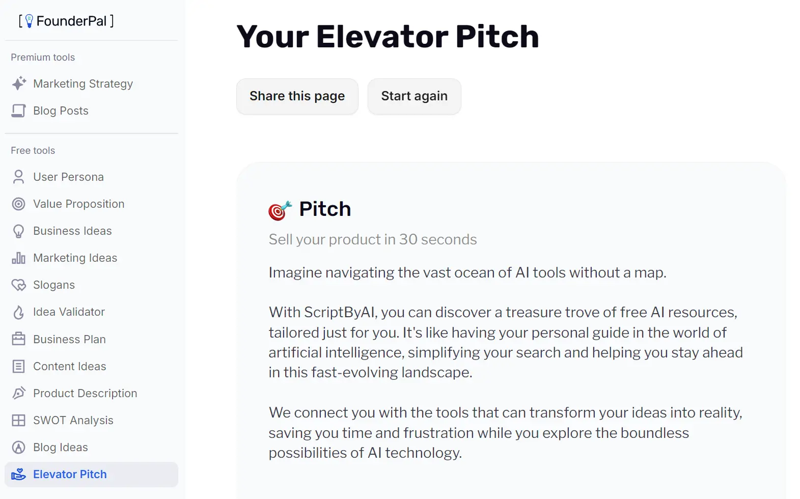 FREE Elevator Pitch Generator