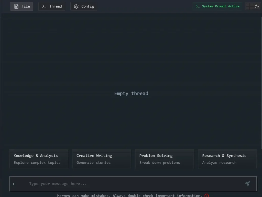 Nous Chat Empty Chatbox