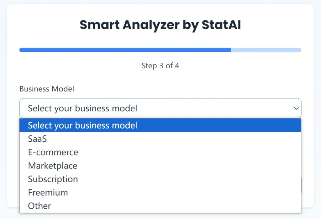 Stat AI business idea validator business model