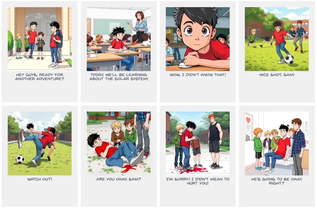 ComicLLM Sam's School Day