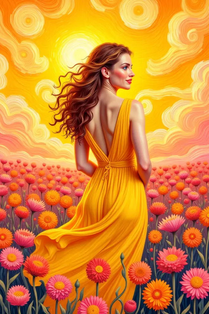 Girl Sunfloweres Paint