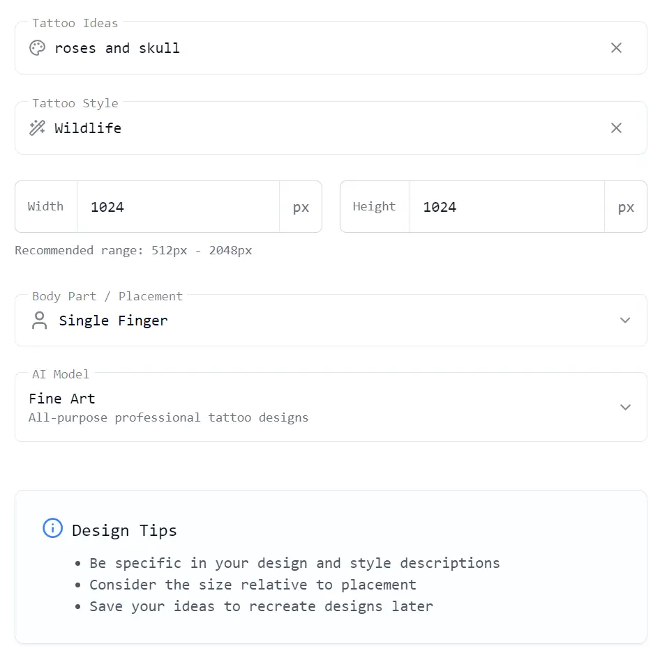 TattooGen AI Input