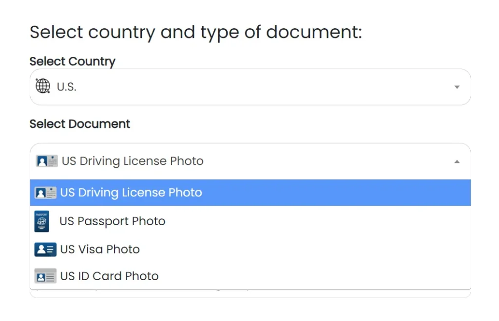 Passport Photo Maker Select Country