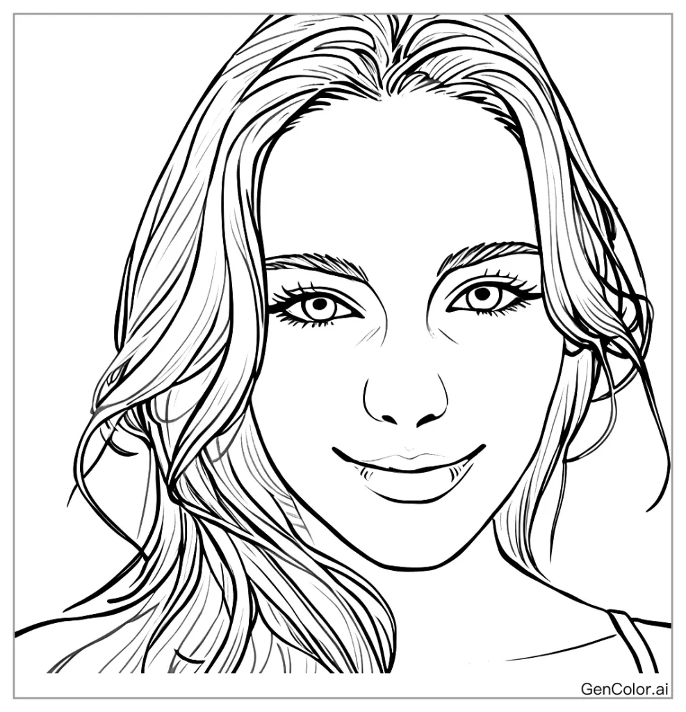 female wave hair coloring page