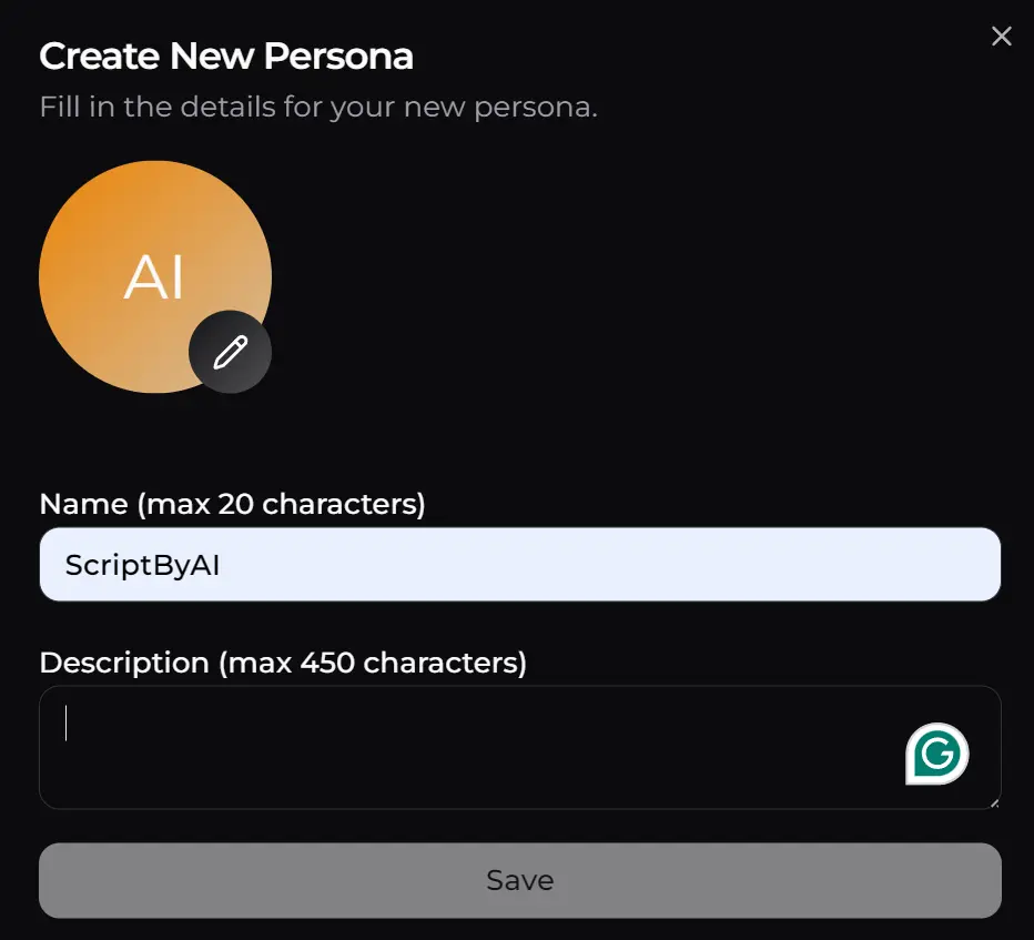 LoreMate AI Create A Persona